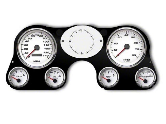 1967-1972 Chevrolet Truck New Vintage USA 6 Gauge Performance Series Package - 140 MPH Programmable Speedometer with Tachometer, Oil Pressure, Water Temp, Fuel and Volt Meter - White