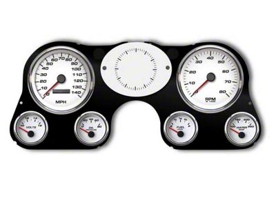 1967-1972 Chevrolet Truck New Vintage USA 6 Gauge Performance Series Package - 140 MPH Programmable Speedometer with Tachometer, Oil Pressure, Water Temp, Fuel and Volt Meter - White