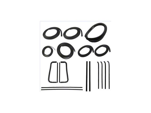 1967-1972 Chevy-GMC Truck Complete Weatherstrip Seal Kit - Models Without Weatherstrip Trim Groove, Large Rear Window & Chrome Beltlines, Press On Door Seals