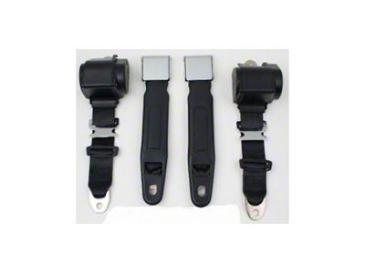 1967-1975 Firebird 3-Point Seat Belt With Chrome Lift Buckle, For Bench Seat