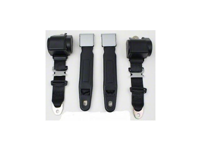 1967-1975 Firebird 3-Point Seat Belt With Chrome Lift Buckle, For Bucket Seats