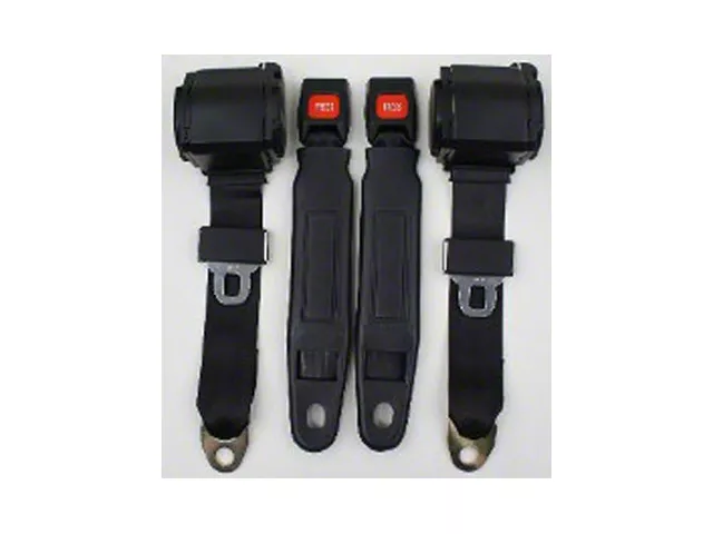 1967-1975 Firebird 3-Point Seat Belt With Plastic Push Button, For Bucket Seats
