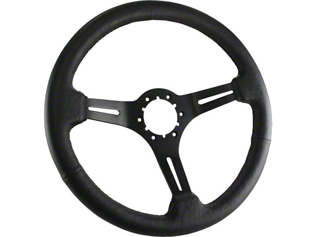 CA 1967-1982 Corvette Steering Wheel 14 Black Satin And Leather with Slots