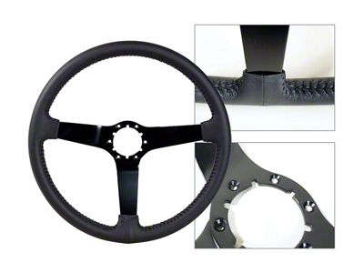 CA Steering Wheel, Black Leather,w/Blk 3-Spoke, 1967-82