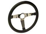 Steering Wheel Black Leather With Chrome 3-Spoke Design (68-82 Corvette C3)