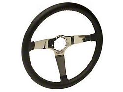 1967-1982 Corvette Steering Wheel Black Leather With Chrome 3-SpokeDesign
