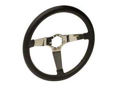 1967-1982 Corvette Steering Wheel Black Leather With Chrome 3-SpokeDesign