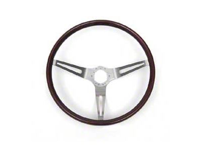 1967-1982 Corvette Steering Wheel Mahogany Rim With Brushed Stainless Steel Spokes