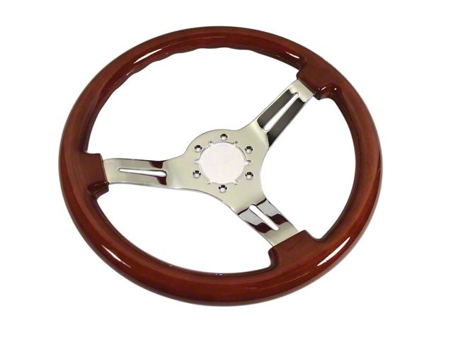 CA Mahogany Style Steering Wheel with Chrome Spokes (68-75 Corvette C3; 77-82 Corvette C3 w/ Tilt/Telescopic Steering Wheel)