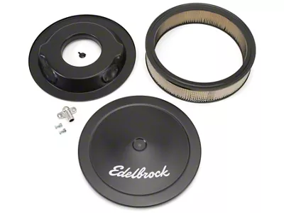 1967-1985 Mustang Edelbrock 1223 Signature Series Deep Flange 14 Round Air Cleaner, Black Finish