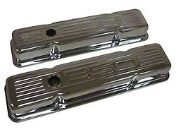 1967-1987 Chevy Small Block Chrome Valve Covers With 350 Logo, Short,33-204442-1