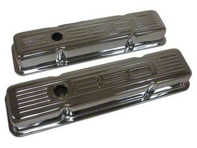 1967-1987 Chevy Small Block Chrome Valve Covers With 350 Logo, Short,33-204442-1