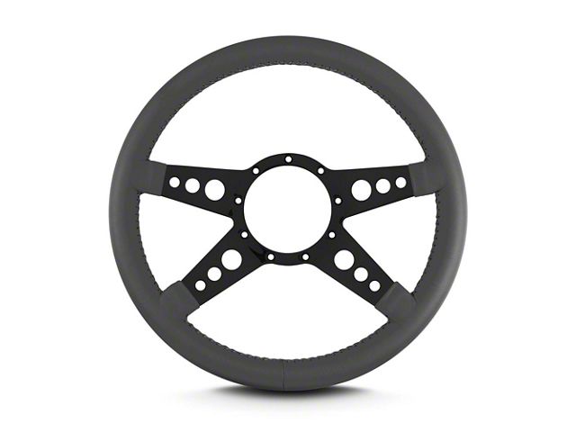 1967-1992 Camaro 14 in GT Steering Wheel, Black Spokes, Dark Grey Leather Wrap