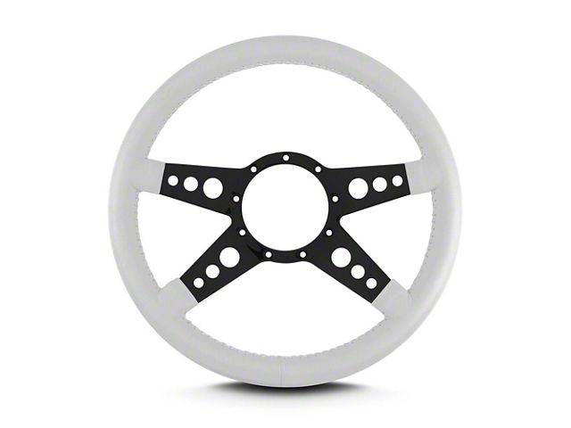 1967-1992 Camaro 14 in GT Steering Wheel, Black Spokes, White Leather Wrap