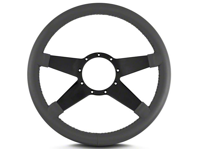 1967-1992 Camaro 14 in Standard Steering Wheel, Black Spokes, Dark Grey Leather Wrap