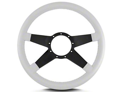 1967-1992 Camaro 14 in Standard Steering Wheel, Black Spokes, White Leather Wrap