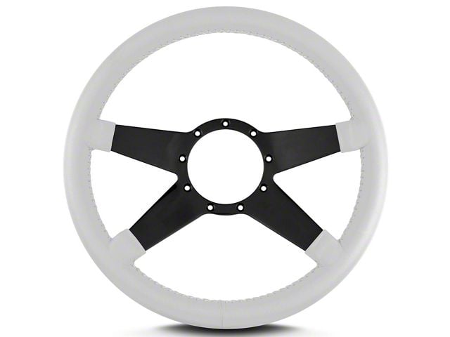 1967-1992 Camaro 14 in Standard Steering Wheel, Black Spokes, White Leather Wrap