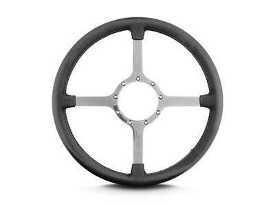 1967-1992 Camaro 15 Inch Steering Whee lPolished Spokes,Dark Grey Leather Wrap