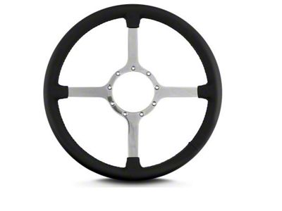 1961-1967 Ford Econoline 15 Inch Steering Wheel Polished Spokes, Black Leather Wrap