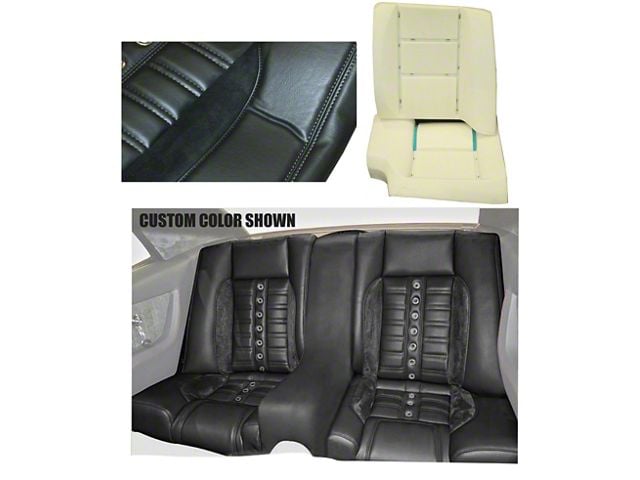 1967-68 Camaro Sport XR Rear Seat Upholstery & Foam Kit, Black Vinyl, Black Suede w/Gray Contrast Stitch, Steel Grommets