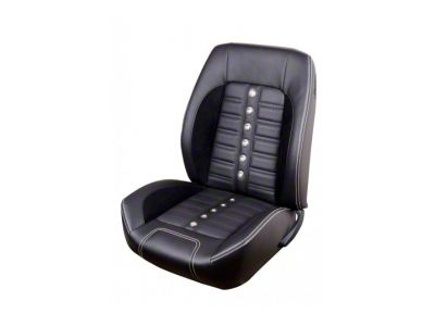 1967-68 Camaro Sport XR Front Seat Upholstery, Black Vinyl, Black Suede w/Red Contrast Stitch, Grommets