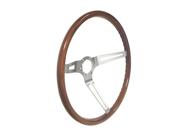Corso Feroce LT-15 15-Inch Steering Wheel; Hardwood with Brushed Stainless Steel (67-69 Camaro)
