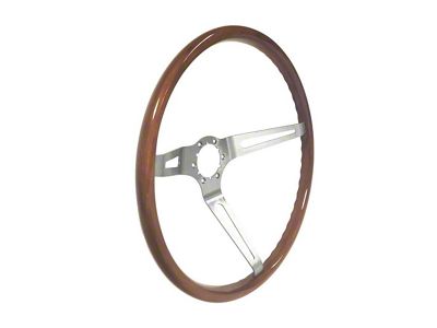 Corso Feroce LT-15 15-Inch Steering Wheel; Hardwood with Brushed Stainless Steel (67-69 Chevelle)