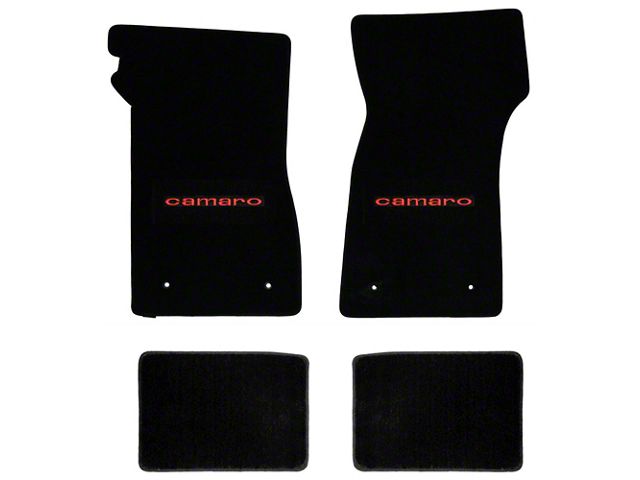 1967 Camaro Lloyds Black Front/Rear Floor Mats, Red Camaro