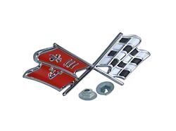 1967 Corvette Front Emblem Crossed-Flags Correct Orange Red Flag Show Correct