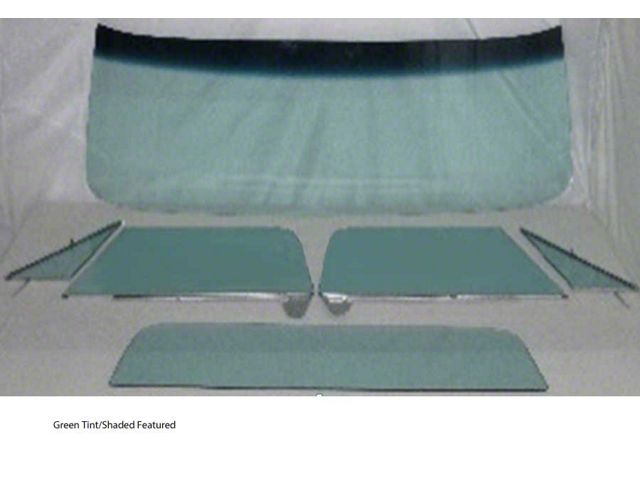 1967 Chevy-GMC Truck Glass Kit With Vent Window In Frames, Door Glass In Channel, Small Back Glass-Green Tint With Shade Band