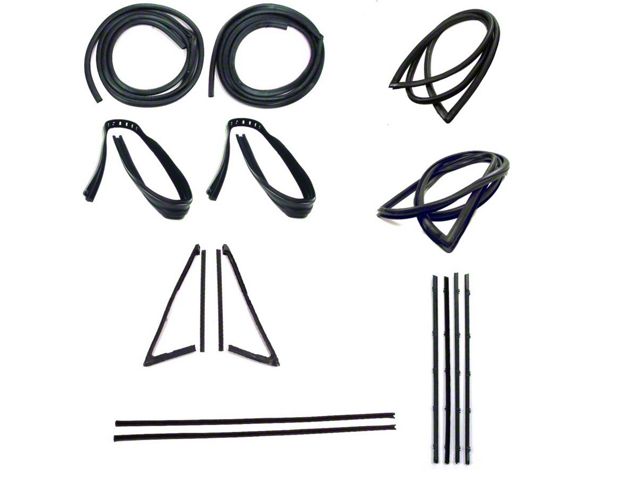 1967 Chevy-GMC Truck Complete Weatherstrip Seal Kit - Models Without Weatherstrip Trim Groove, Small Rear Window & Chrome Beltlines