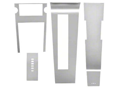 1967 Mustang Brushed Aluminum Center Console Overlay Set for Cars with Manual Transmission, 5 Pieces