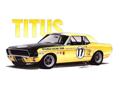1967 Mustang Jerry Titus 17 Race Car Limited Edition Print, Yellow