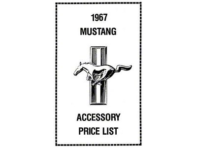1967 Mustang New Car Accessory Price List