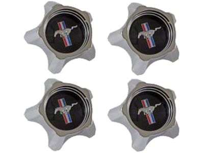 1967 Mustang Styled Steel Wheel Hub Cap Set, Black