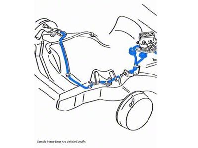 1967 Pontiac GTO/Tempest/LeMans V8 AT Manual Drum Front Brake Line Set 4pc, Stainless Steel
