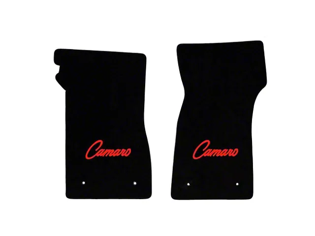 68-69 Camaro Lloyds Black Front Floor Mats, Red Camaro Logo