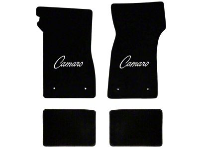 68-69 Camaro Lloyds Black Front Rear Mats, Silvr Camaro Logo