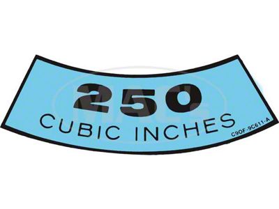 1968-1969 Mustang Air Cleaner Decal, 250 6-Cylinder