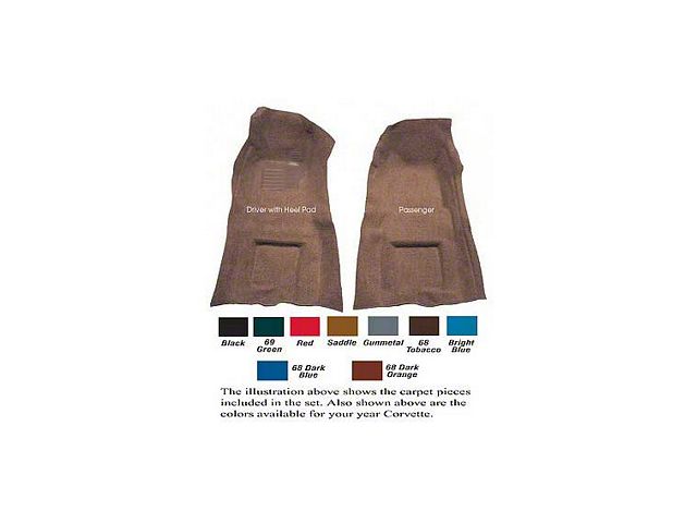 1968-1969Early Front 80/20 Loop Carpets With Automatic Transmission & Without Dimmer Switch Pad