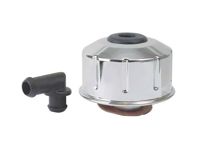 1968-1970 Mustang Twist-Type Chrome Oil Filler Breather Cap, 289/302/351W/390/427/428/429 V8 Except Boss