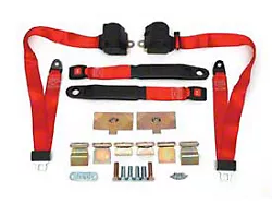 1968-1972 Corvette 3-Point Shoulder Harness And Seat Belt Kit Retractable Retrofit Red