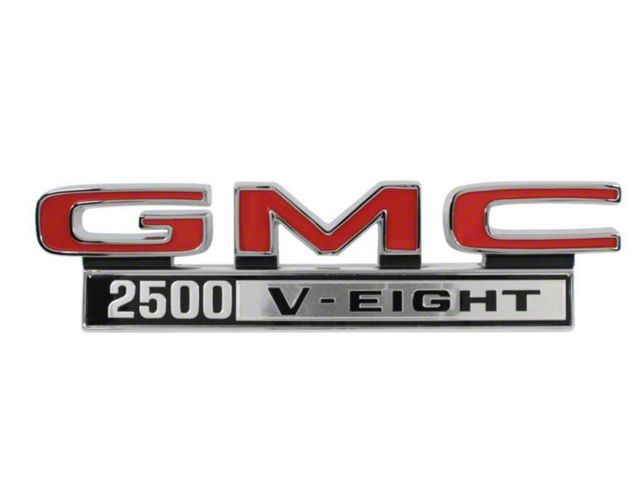 1968-1972 GMC Truck Front Fender Emblem, GMC 2500 V-Eight, Sold as a Pair