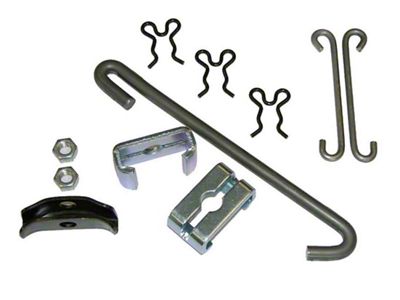 1968-1972 Pontiac GTO / 442 / GS Powerglide, TH350, and Manual Transmission Parking Brake Cable Hardware Kit With C Side Hooks, 11pc