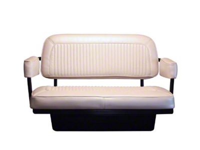 1968-1974 Bronco Assembled Rear Jump Seat With Storage Compartment, Rosette Inserts, White