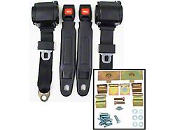 1968-1974 Corvette 3-Point Shoulder Harness And Seat Belt Kit Retractable Retrofit Black 