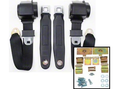 Seat Belt,Black Retract, 68-74