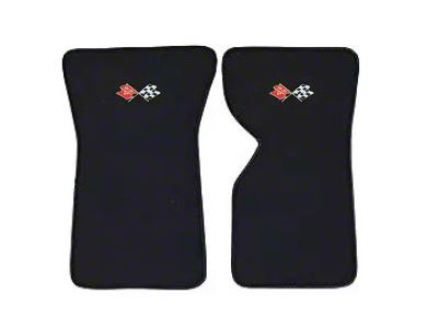 1968-1975 Corvette Floor Mats Cut-Pile With 211 Cross Flags, Black