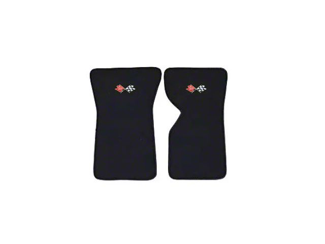 1968-1975 Corvette Floor Mats Cut-Pile With 211 Cross Flags, Black