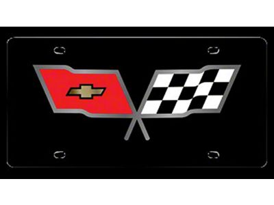 1968-1982 Corvette License Plate Acrylic With C3 Crossed-Flags Logo